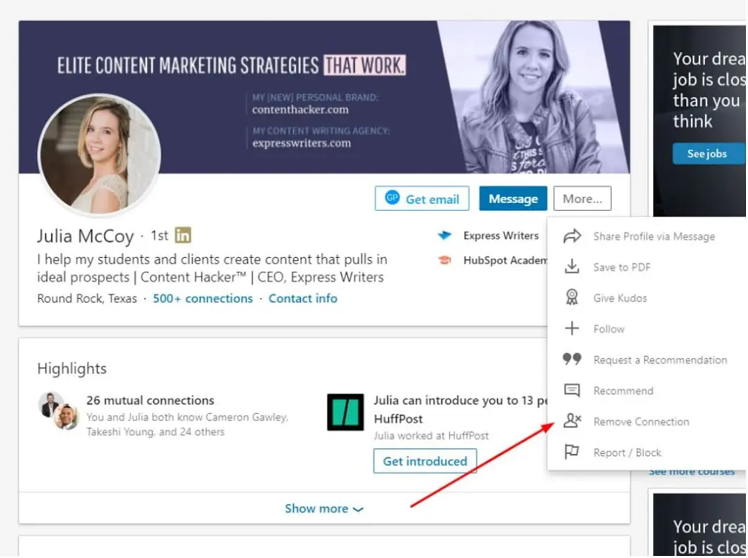 Disconnect from a LinkedIn profile