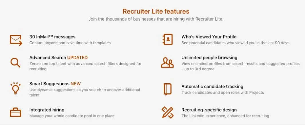 Recruiter lite features