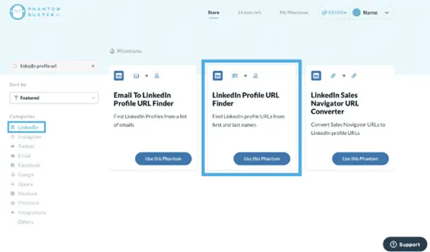LinkedIn profile URL finder