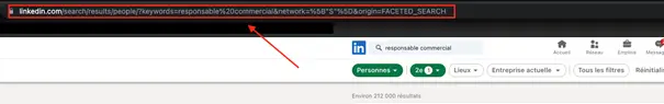 copier coller URL linkedin recherche