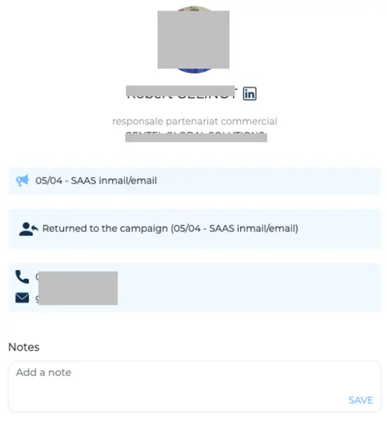 LinkedIn profile information