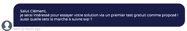 Customer interest message