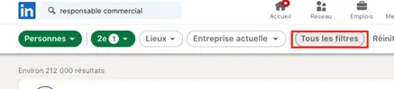 tous les filtres recherche linkedin