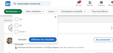 Recherche LinkedIn via un mot clé