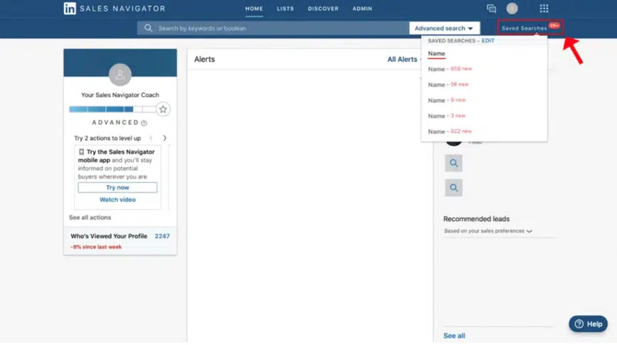 Création alertes sales navigator