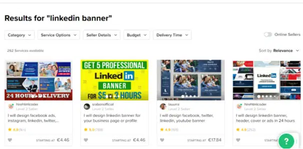 LinkedIn banner on Fiverr