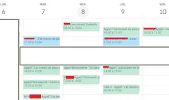 Calls reserved on calendar