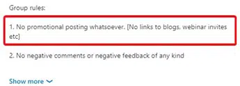 Prohibition to publish promotional content