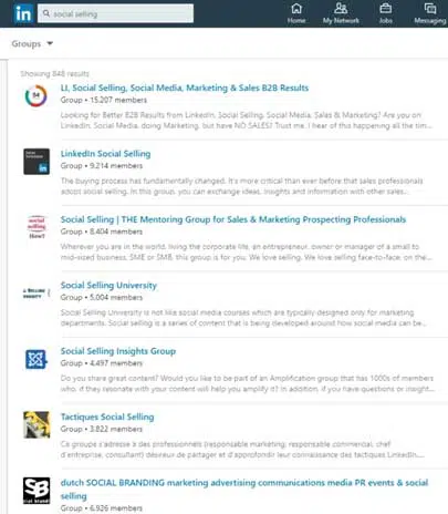 LinkedIn group search in Social Selling