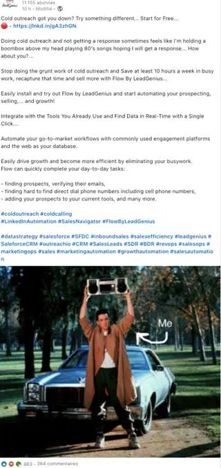 Example of an engaging post on LinkedIn