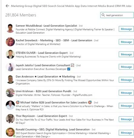 Group member filter via keywords