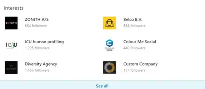 LinkedIn profile interests