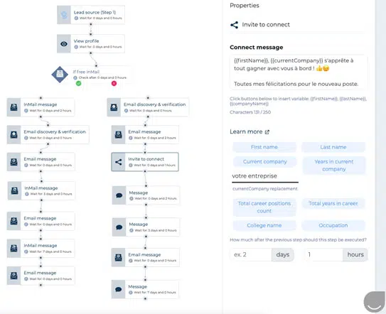 Connection message via intelligent sequence