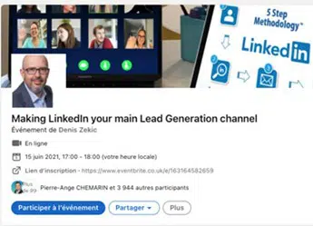 Contacts participants événements LinkedIn