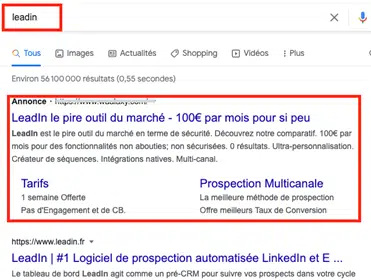 Mauvaise annonce Google Ads