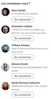 Section les connaissez-vous sur LinkedIn