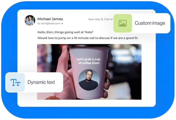 Interface Leadin avec variables, images et GIFs hyper-personnalisés pour adapter automatiquement emails et suivis à chaque prospect.